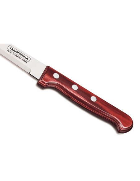 Set of 12 Tramontina Gaucho steak knives, 13cm blade, red handle