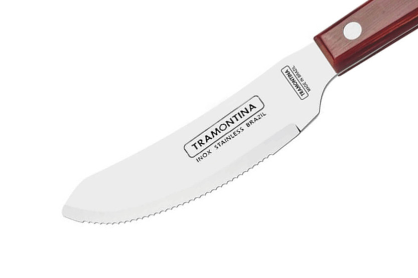 Set med 12 Tramontina steak-/pizzaknivar, rött skaft