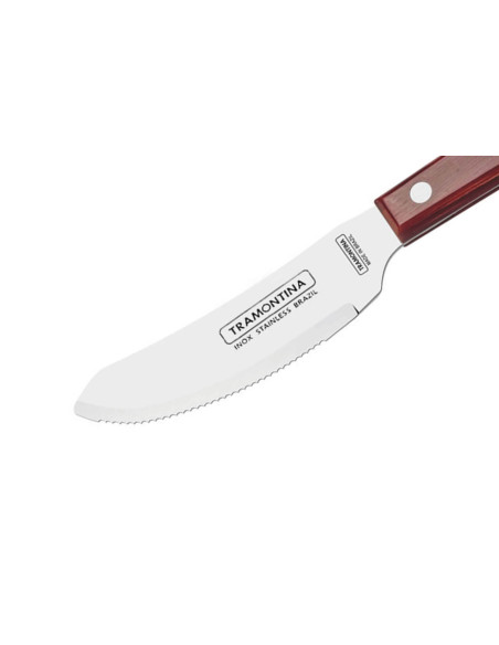 Set di 12 coltelli da bistecca/pizza Tramontina, manico rosso