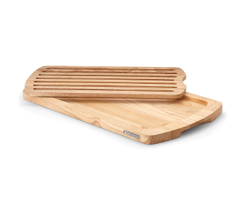 Tábua de pão Continenta em madeira de seringueira 45x26x2cm + tabuleiro para migalhas 2