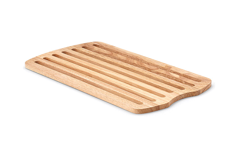 Tábua de pão Continenta em madeira de seringueira 45x26x2cm + tabuleiro para migalhas