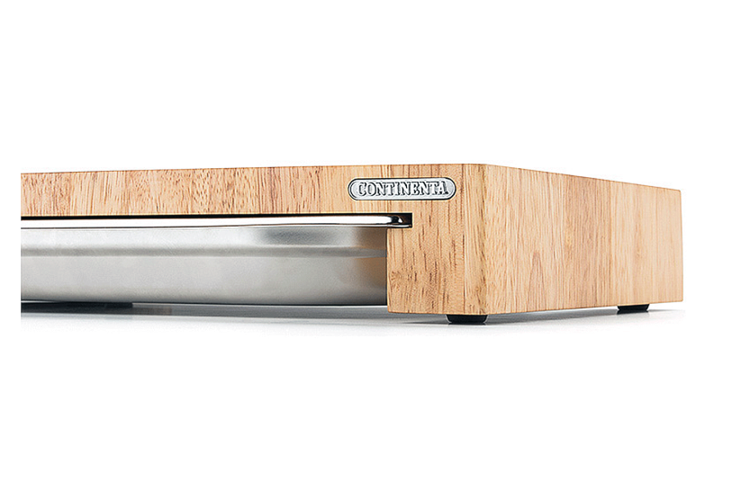 Continenta-Schneidbrett aus Holz 48x32,5x6cm + Edelstahlschale