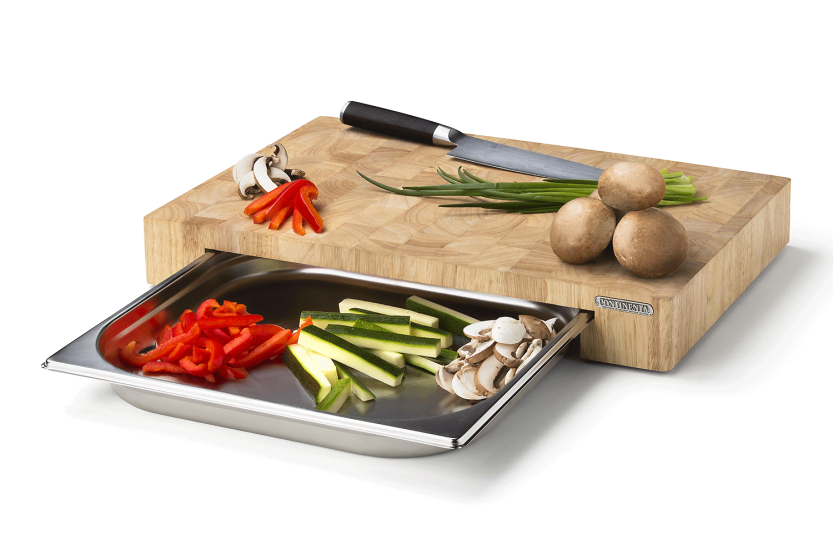 Tabla de cortar de madera Continenta 48x32.5x6cm + bandeja de acero inoxidable