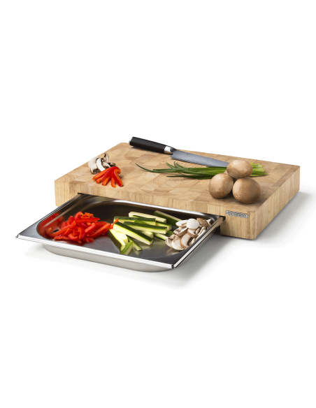Tabla de cortar de madera Continenta 48x32.5x6cm + bandeja de acero inoxidable