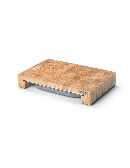 Continenta houten snijplank 39x27x6cm + roestvrijstalen dienblad
