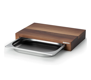 Tábua de cortar madeira Continenta 39x27x6cm + tabuleiro em aço inoxidável 2