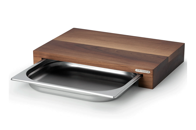 Tagliere in legno Continenta 39x27x6cm + vassoio in acciaio inox