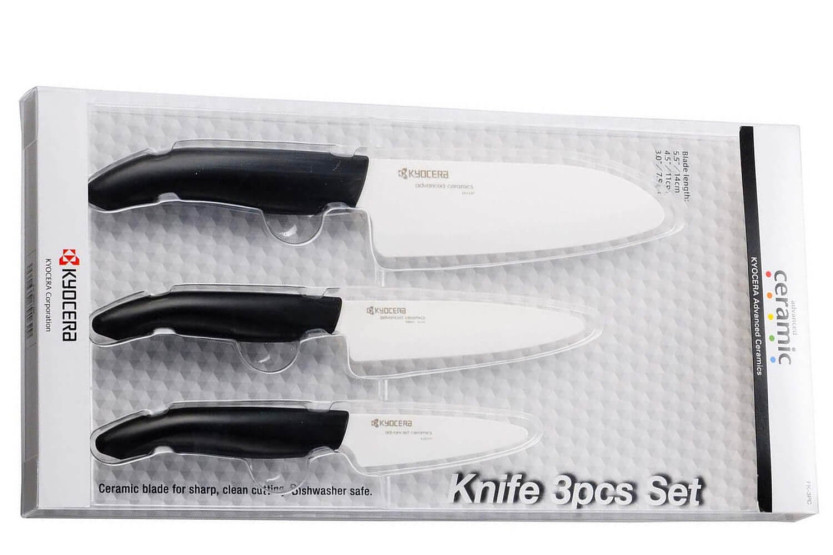 Juego de 3 cuchillos Kyocera Ceramic santoku + office + petit office