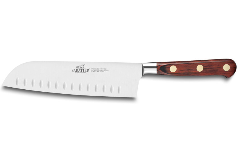 SABATIER Saveur Cuchillo santoku 100% con borde granton 18cm remaches de latón