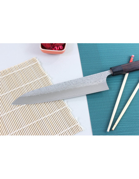Yu Kurosaki Shizuku 24cm SG2 acero martillado artesanal cuchillo de chef japonés