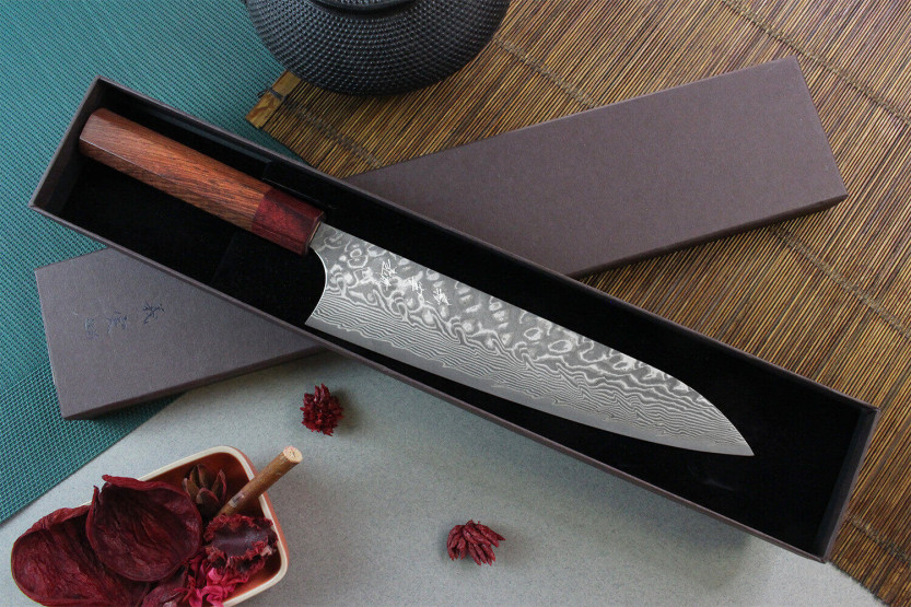 Cuchillo de cocinero japonés Yoshimi Kato 21cm SG2 Damasco hecho a mano