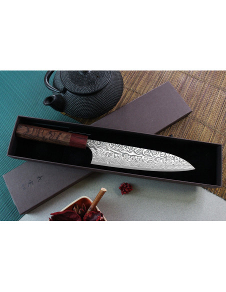 Faca de chef japonesa Yoshimi Kato 18cm SG2 Damascus feita à mão