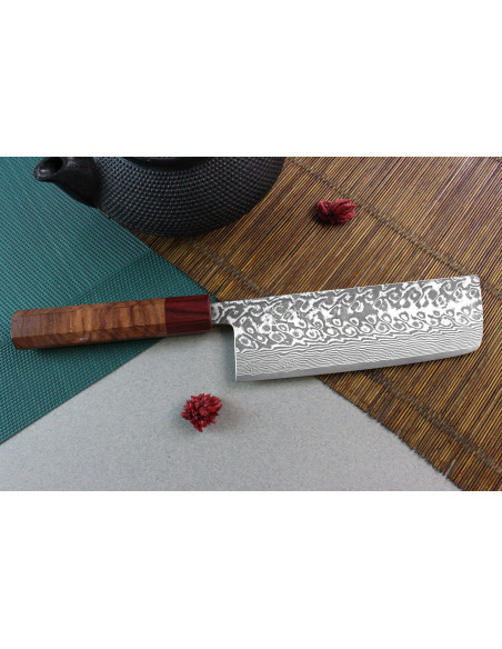 nakiri-kniv japonais artisanal Yoshimi Kato 16,5 cm SG2 Damaskus
