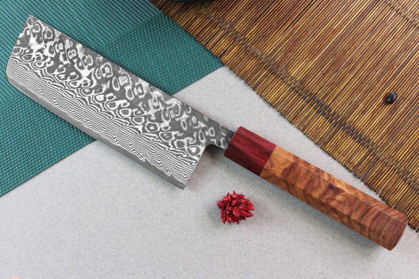 nakiri kniv japonais artisanal Yoshimi Kato 16,5 cm SG2 Damaskus