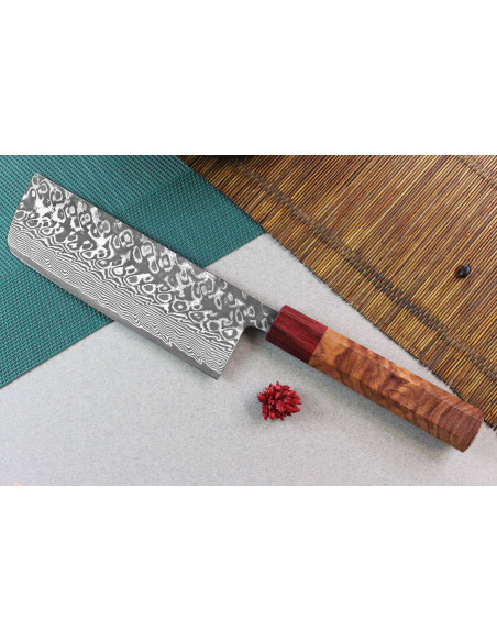 nakiri-kniv japonais artisanal Yoshimi Kato 16,5 cm SG2 Damaskus