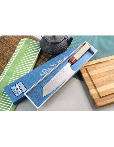Masakage Kiri 17 cm håndlaget japansk bunka-kniv, damaskus 49 lag