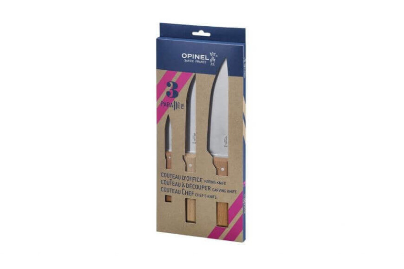 Sæt med 3 Opinel Parallèle Office + Découper + Chef-knive
