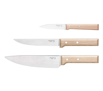 Sett med 3 Opinel Parallèle Office + Découper + Chef-kniver