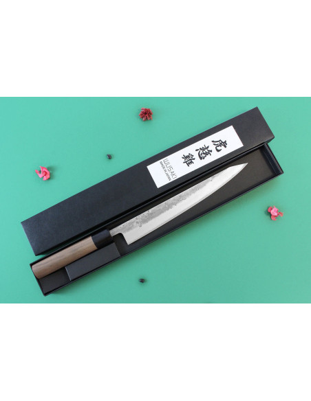 Wusaki Nakata BS2 24 cm manico in noce coltello giapponese sujihiki fatto a mano