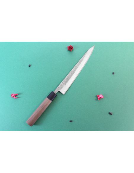 Wusaki Nakata BS2 24 cm manico in noce coltello giapponese sujihiki fatto a mano