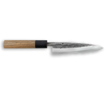 cuchillo universal japonés Wusaki Nakata BS2 13.5cm hecho a mano con mango de nogal
