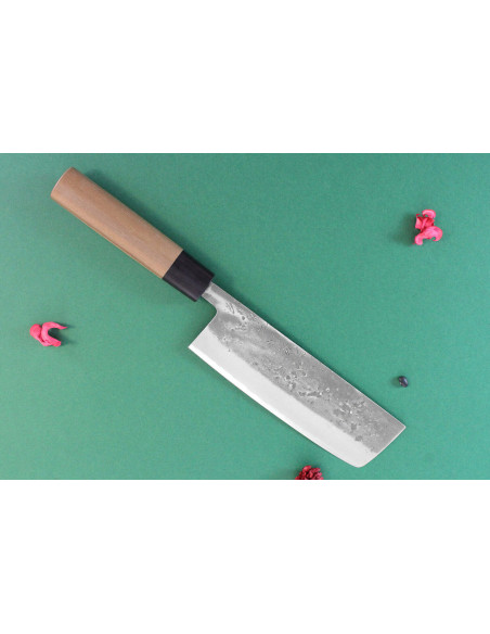 Japanisches handgefertigtes nakiri messer Wusaki Nakata BS2 16.5cm Griff aus Walnussholz