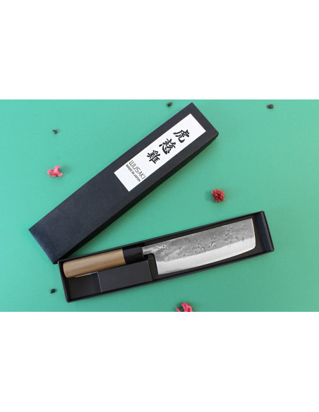 Japanisches handgefertigtes nakiri messer Wusaki Nakata BS2 16.5cm Griff aus Walnussholz