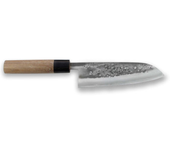 Wusaki Nakata BS2 16.5cm Cuchillo santoku japonés hecho a mano con mango de nogal