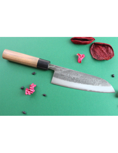 Wusaki Nakata BS2 16,5 cm coltello santoku giapponese fatto a mano con manico in noce