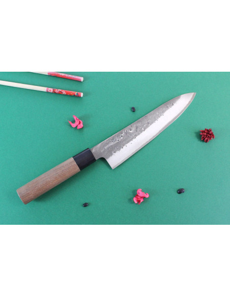 Wusaki Nakata BS2 21cm käsintehty japanilainen kokkiveitsi saksanpähkinän kahvalla