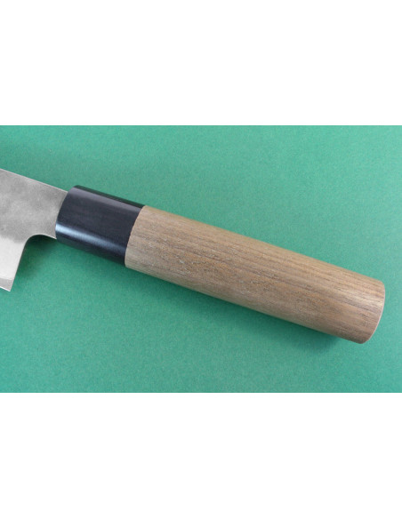 Coltello da cuoco giapponese Wusaki Nakata BS2 da 21 cm fatto a mano con manico in noce