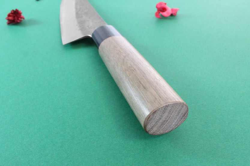 Coltello da cuoco giapponese Wusaki Nakata BS2 da 21 cm fatto a mano con manico in noce