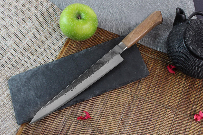 Wusaki Nogami BS2 24cm Japans sujihiki mes met walnoten handvat