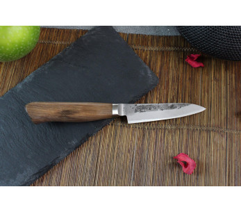 Wusaki Nogami BS2 Cuchillo de pelar japonés de 9cm hecho a mano con mango de nogal 2