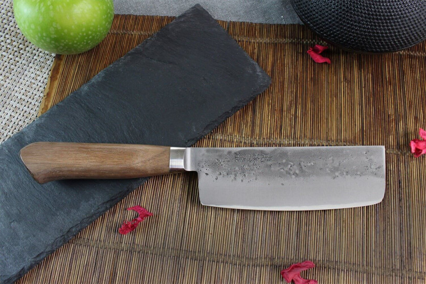 Japanisches handgefertigtes nakiri messer Wusaki Nogami BS2 15cm Griff aus Walnussholz