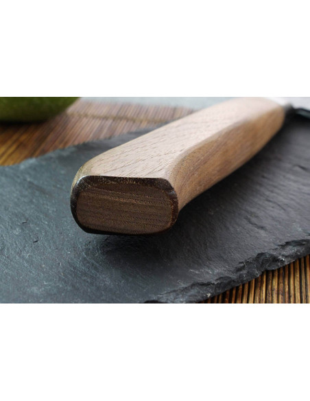 Wusaki Nogami BS2 Cuchillo santoku Japonés de 17cm hecho a mano con mango de nogal