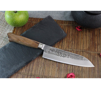Wusaki Nogami BS2 17cm käsintehty japanilainen santokuveitsi saksanpähkinäkahvalla 2