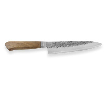 Cuchillo de cocinero japonés Wusaki Nogami BS2 18cm hecho a mano con mango de nogal