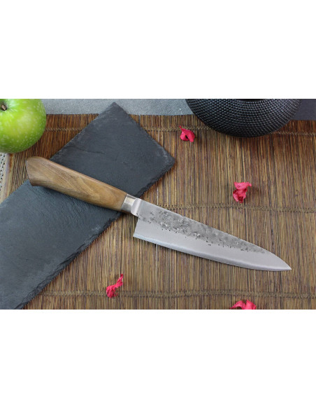 Japanisches handgefertigtes Kochmesser Wusaki Nogami BS2 18cm Griff aus Walnussholz