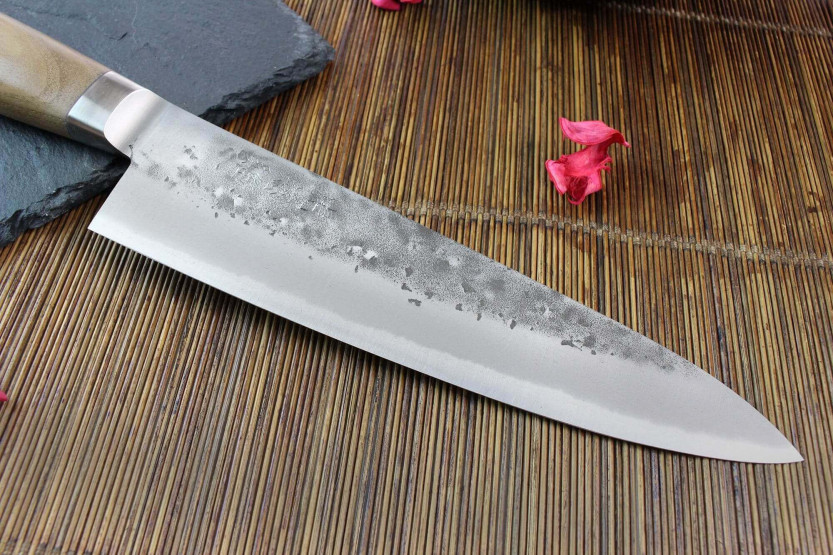 Wusaki Nogami BS2 18 cm, coltello da chef giapponese fatto a mano con manico in noce