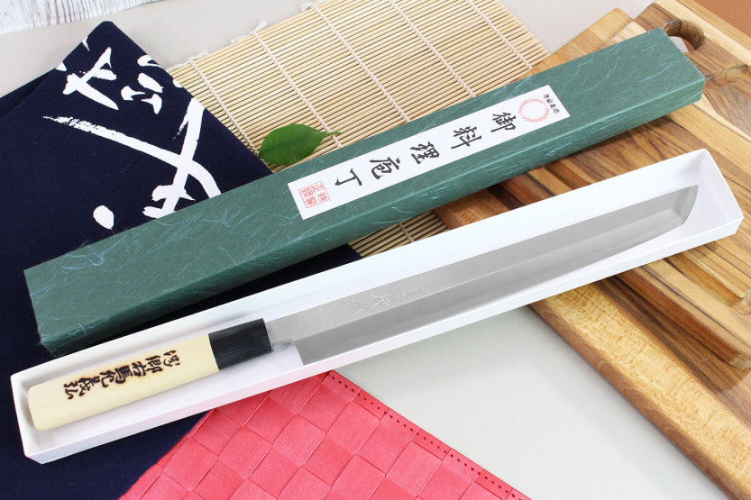 Japansk takohiki-kniv Yoshihiro Jyosaku Hvid 2 stål 27 cm