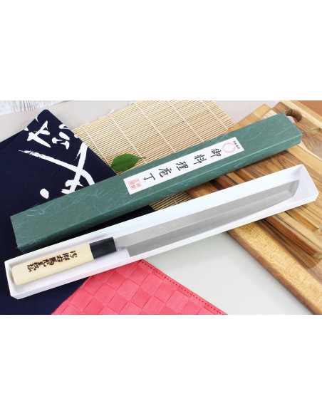 Japansk takohikikniv Yoshihiro Jyosaku Hvit 2 stål 27 cm