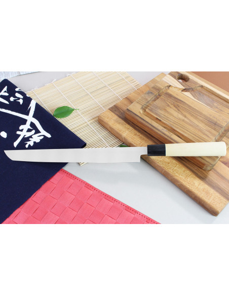 Japansk takohikikniv Yoshihiro Jyosaku Hvit 2 stål 27 cm