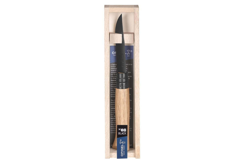 Opinel Luxe Black Edition mes n°08 8.5cm zwart lemmet eiken handvat