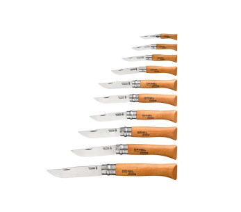 Valigetta in legno con 10 coltelli Opinel Tradition Carbon con manico in faggio 2
