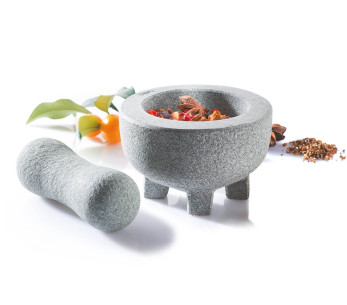 Gefu Crunchy Ø10cm mortaio in granito su gambe + pestello