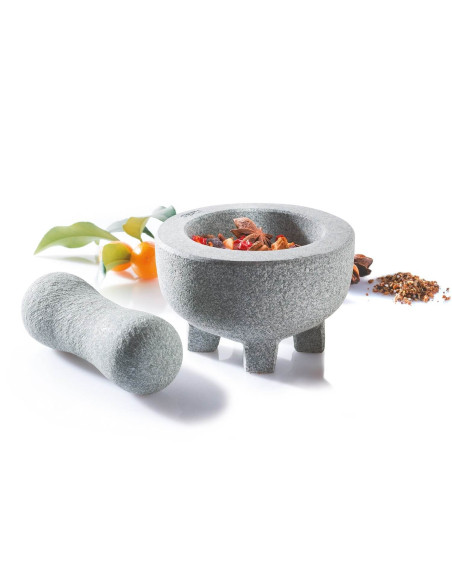 Gefu Crunchy Ø10cm granite mortar on feet + pestle