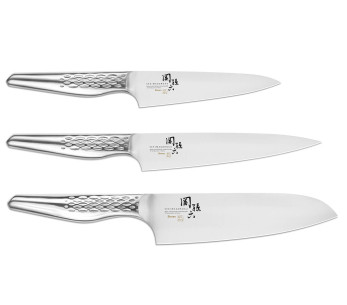Conjunto de 3 facas Kai Seki Shoso Office + Universal + Santoku