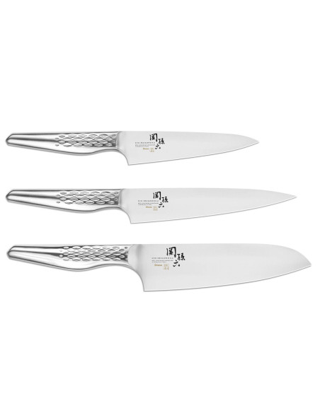 Conjunto de 3 facas Kai Seki Shoso Office + Universal + Santoku