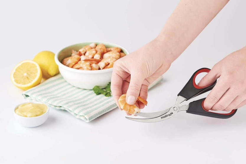Forbici per crostacei Mastrad con lame curve e seghettate in acciaio inox